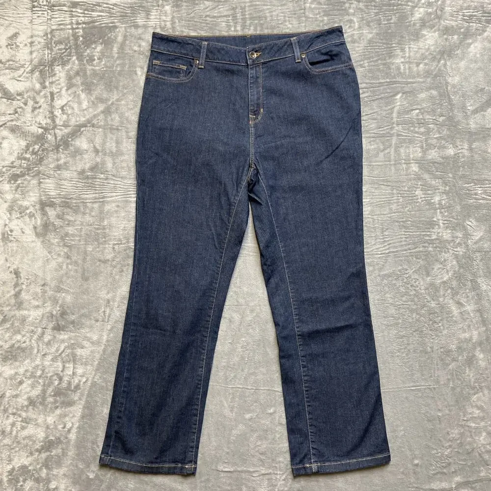 L.L. Bean Straight Leg Jeans Women’s Size 16P Dark Blue‎ Denim